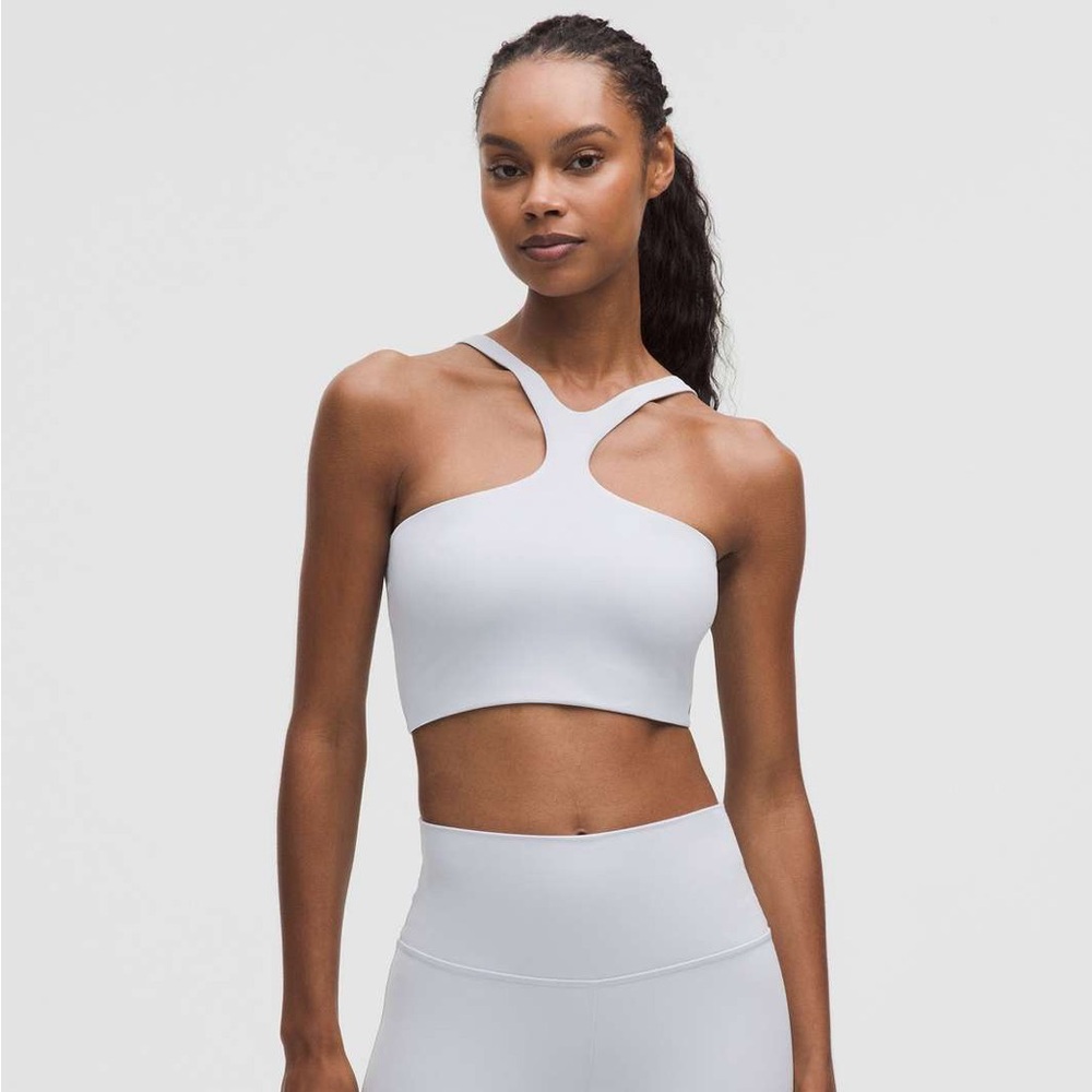 Lululemon Bend This V and Racer Bra Longline Light Support L/XL Starch Blue